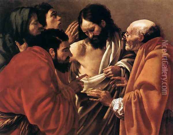 The Incredulity of Saint Thomas c. 1604 Oil Painting - Hendrick Terbrugghen