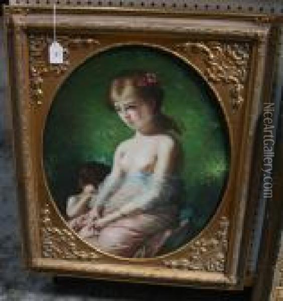 Semi-clad Maiden Oil Painting - Francois Boucher