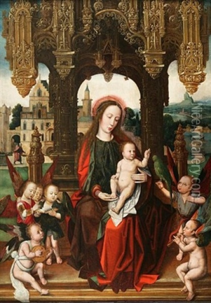 Madonna And Child With Music Making Angels Oil Painting - Jan Gossaert