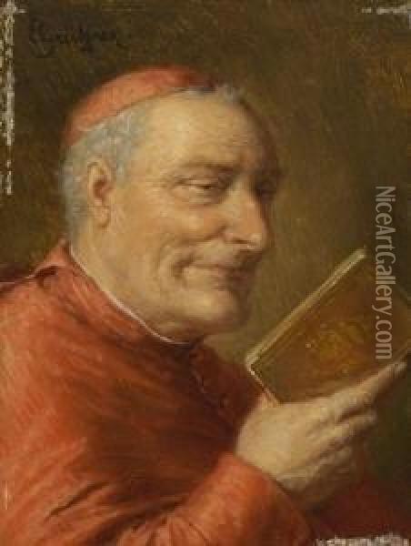 Lesender Kardinal. Oil Painting - Eduard Von Grutzner