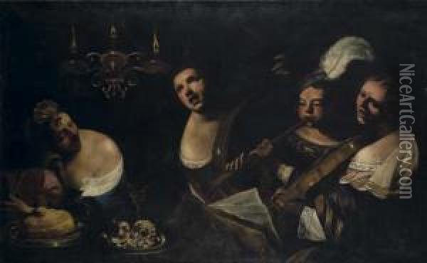 Concerto Oil Painting - Angelo Caroselli