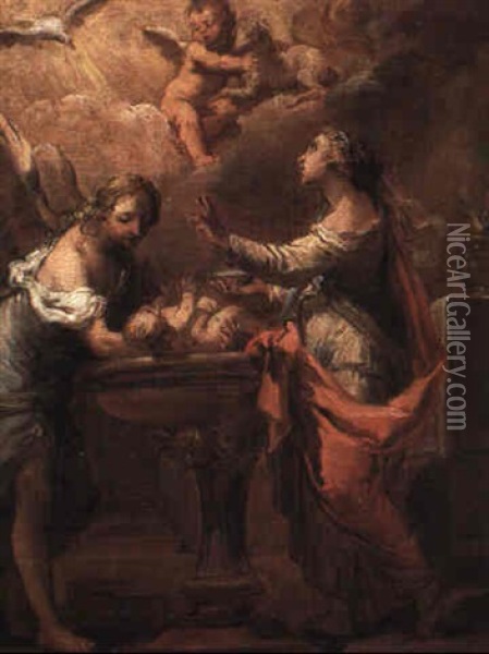 Allegory Of The Sacrament Of Baptism Oil Painting - Gaetano Gandolfi