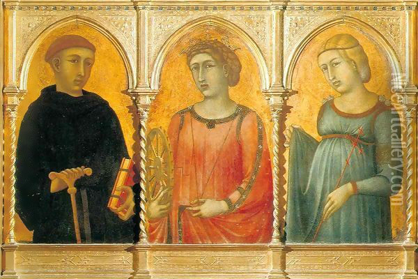 Three Saints Oil Painting - Pietro Lorenzetti