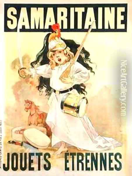 Poster advertising toys for sale at 'La Samaritaine' Oil Painting - Firmin Bouisset