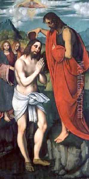 Baptism of Christ Oil Painting - Giovanni Agostino Da Lodi
