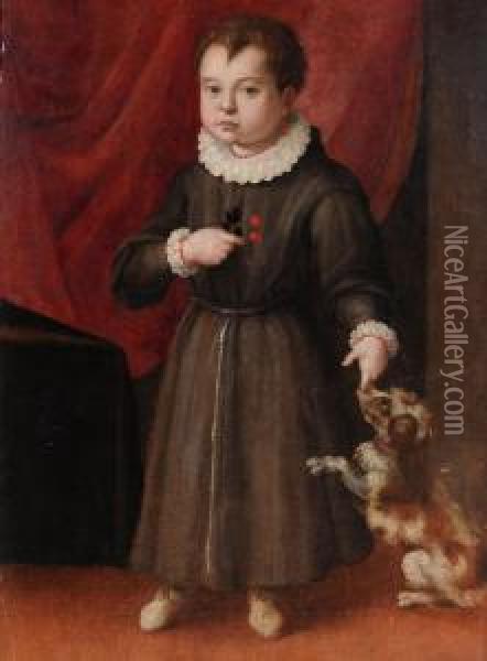 Ritratto Di Bambino Con Cane Oil Painting - Tiberio di Tito