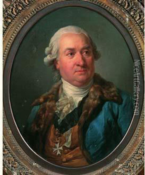 Portrait D'homme A La Veste Bleue Oil Painting - Joseph Siffrein Duplessis