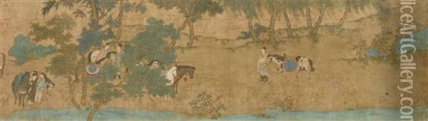 Eighteen Scholars Oil Painting -  Qiu Ying