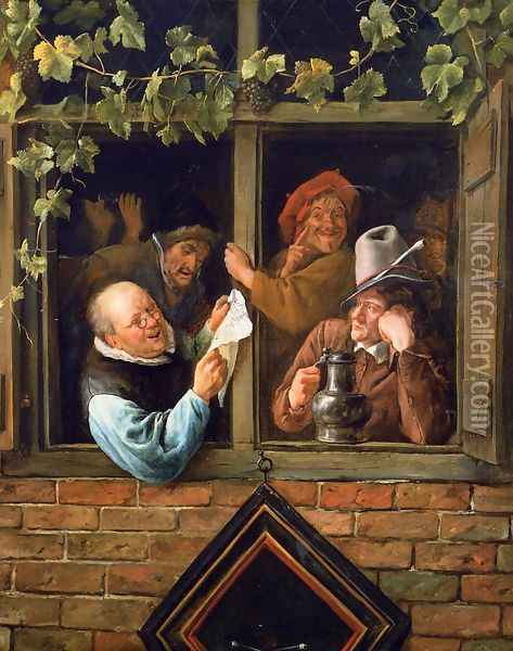 Rhetoricians at a Window 1662-66 Oil Painting - Jan Steen