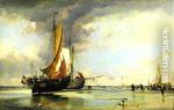 Dutch Shipping In Harbour Oil Painting - Edward William Cooke