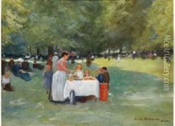 Bruxelles, Gouter Dans Un Parc Oil Painting - Emile Hoeterickx