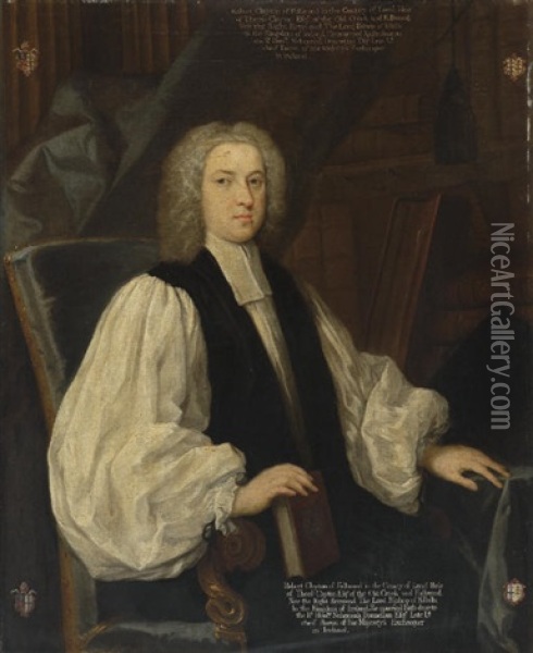 Portrait Of Robert Claydon Seated In Clerical Robes Oil Painting - Charles Philips