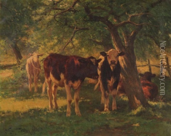 Untitled Pastoral Scene Oil Painting - William Henry Howe
