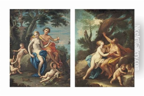 Bacchus And Ariadne; Angelica And Medoro (pair) Oil Painting -  Parmigianino (Michele da Parma)