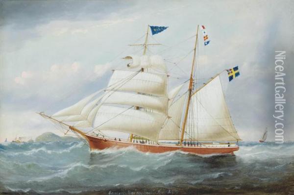 The Swedish Brigantine 
Wasa 
 Of Figeholm Passing The South Stack Oil Painting - William Howard Yorke