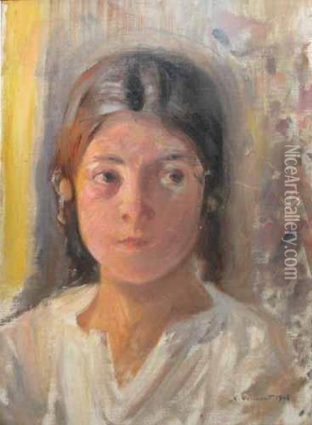 Portret De Fetita Oil Painting - Nicolas Vermont