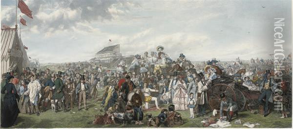 Derby Day Oil Painting - Auguste I Blanchard