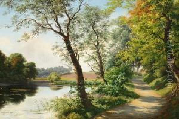 A View Of Mosegangen At Orholm, Denmark Oil Painting - August Carl Vilhelm Thomsen