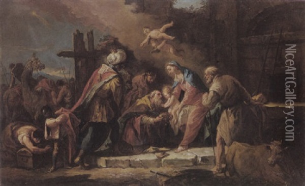 Die Anbetung Der Heiligen Drei Konige Oil Painting - Gaspare Diziani