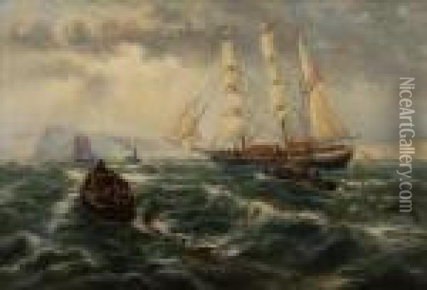 Shipping Of Thecoast At Whitby Oil Painting - Thomas Rose Miles