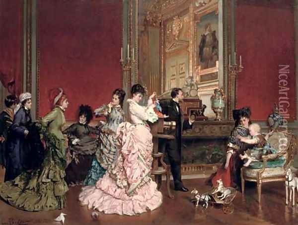 The photographer's visit Oil Painting - Edouard Frederic Wilhelm Richter