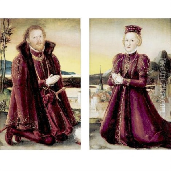 Portrait Of A Gentleman (+ Portrait Of A Lady; Pair) Oil Painting - Jakob Seisenegger
