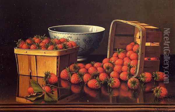 Strawberries with Porcelain Bowl Oil Painting - Levi Wells Prentice