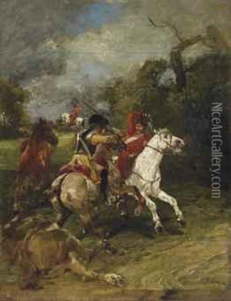 Choc De Cavalerie Oil Painting - John Lewis Brown