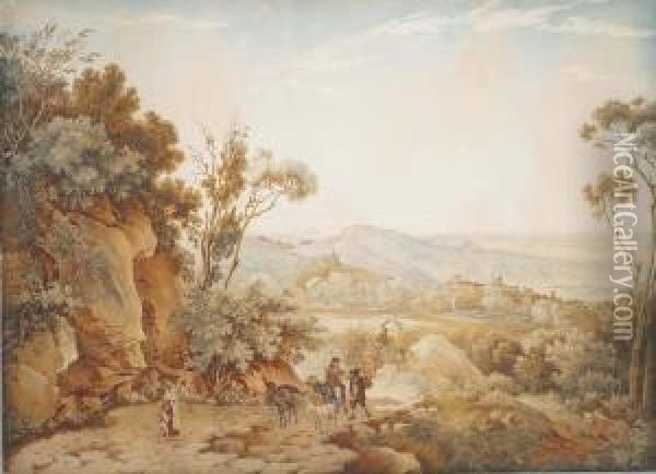 A View Of The Roman Campagna Oil Painting - Ernst Welker