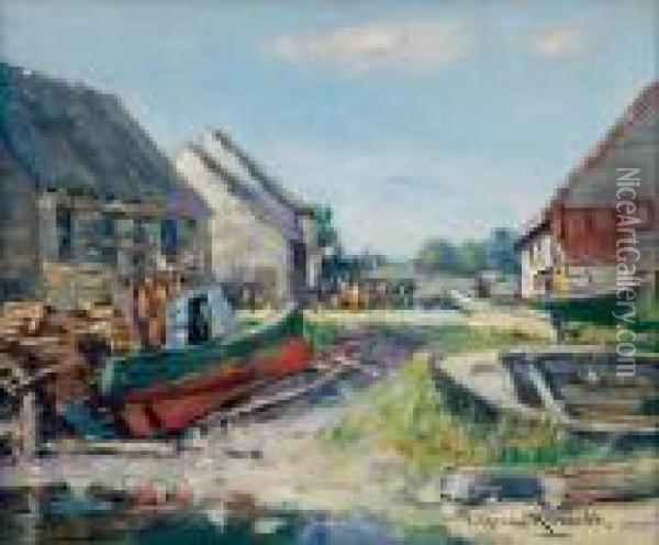 Fish Houses, Grand Manan Oil Painting - George Horne Russell