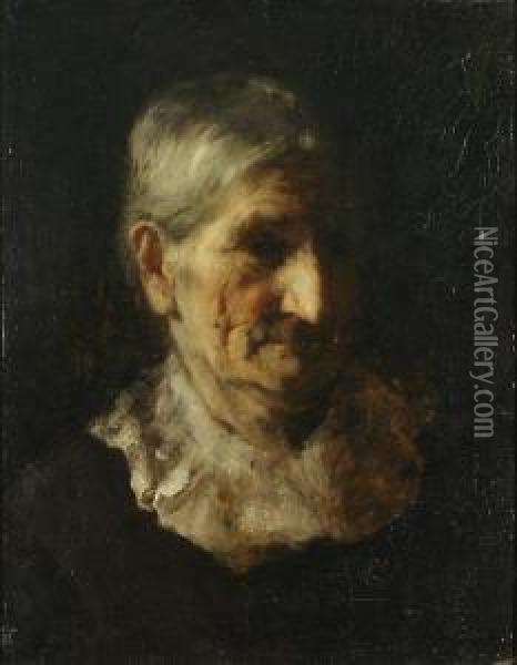 Portrait Of An Old Woman Oil Painting - Frank Duveneck