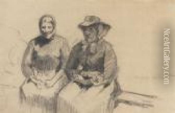 Zwei Sitzende Bauerinnen, Mit Den Handen Im Schoss Oil Painting - Lovis (Franz Heinrich Louis) Corinth