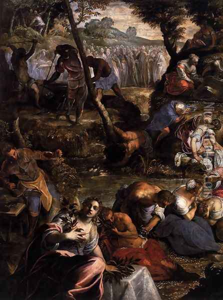 The Jews in the Desert (detail 1) Oil Painting - Jacopo Tintoretto (Robusti)