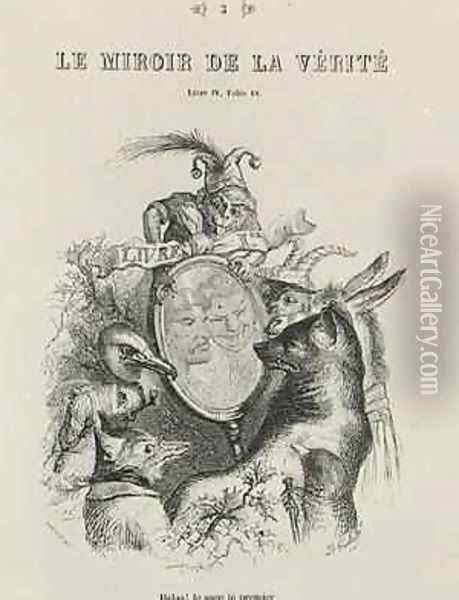 Title page for Fables by Jean Pierre Claris de Florian 1755-94 from Le Miroir de la Verite Oil Painting - J. J. Grandville