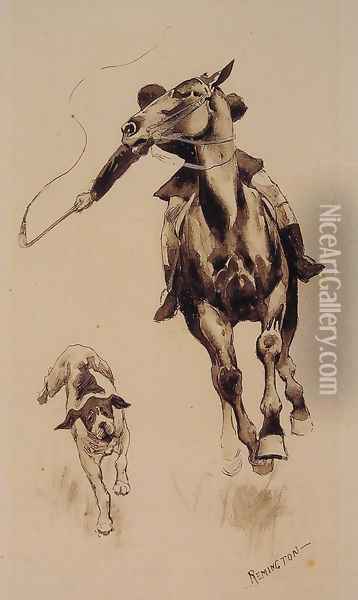 Whipping In A Straggler Oil Painting - Frederic Remington