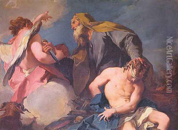 The Sacrifice of Isaac 1720 Oil Painting - Giovanni Battista Pittoni the younger