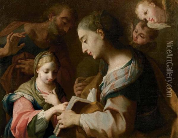 L'educazione Della Vergine Oil Painting - Pietro Antonio Magatti