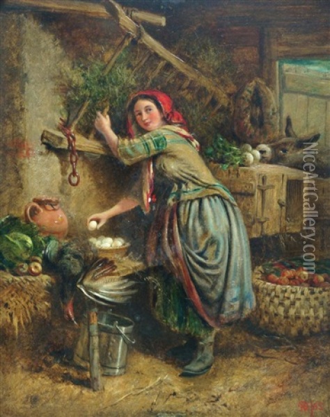 Collecting The Eggs Oil Painting - John Henry Dell