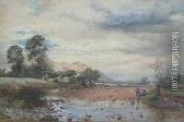 Fishing On The River Endrick At Fintry Oil Painting - James William Giles