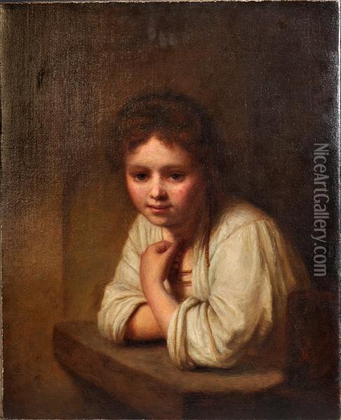 Girl At A Window Oil Painting - Rembrandt Van Rijn