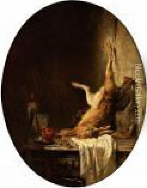 Stilleben Med Hare Och Druvor Oil Painting - Philippe Rousseau