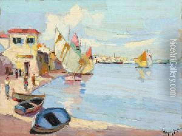 Southern Harbour Oil Painting - Rudolf Negely