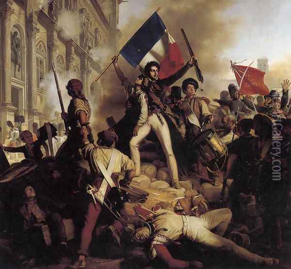 The Battle for the Town Hall, 28 July 1830 Oil Painting - Jean-Victor Schnetz