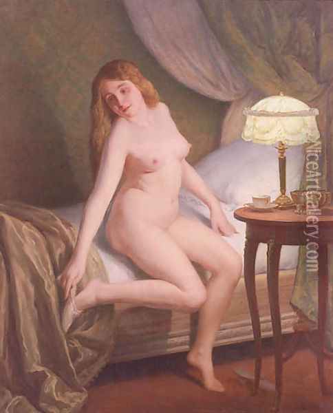 Naked Beauty Oil Painting - Jules Scalbert