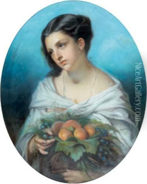 Jeune Fille A La Corbeille De Fruits Oil Painting - A. Dupont