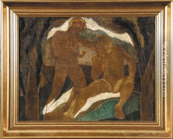 Adam I Ewa Oil Painting - Felicjan Szczesny-Kowarski