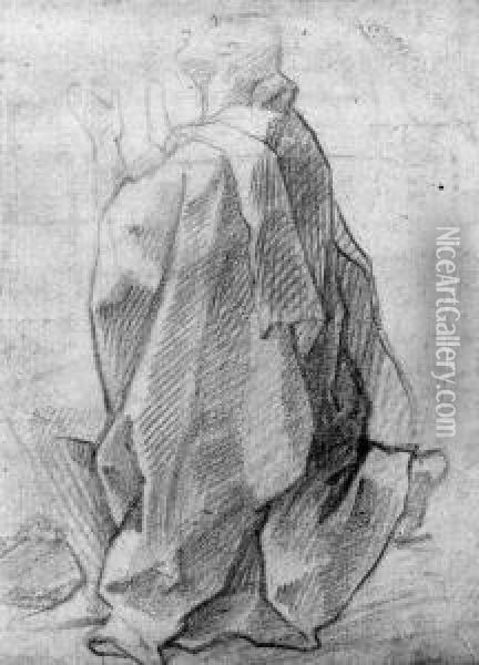 Drapery Studies: A Kneeling Saint Looking Up; And Two Studies Ofseated Figures Oil Painting - Francesco Vanni