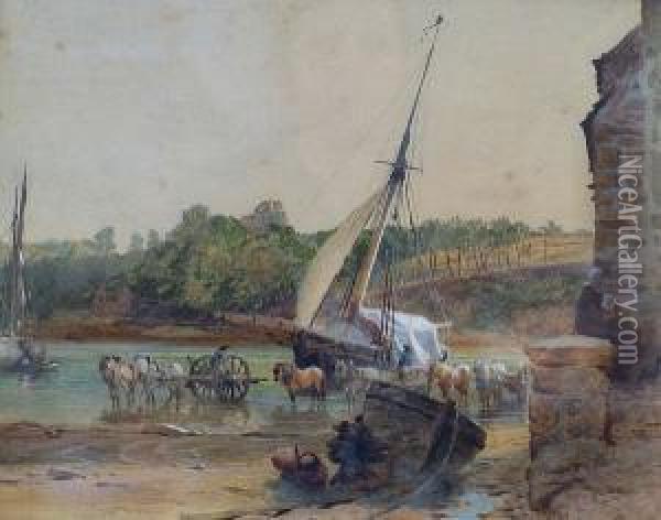 Loading The Boat Oil Painting - Frederick John Skill
