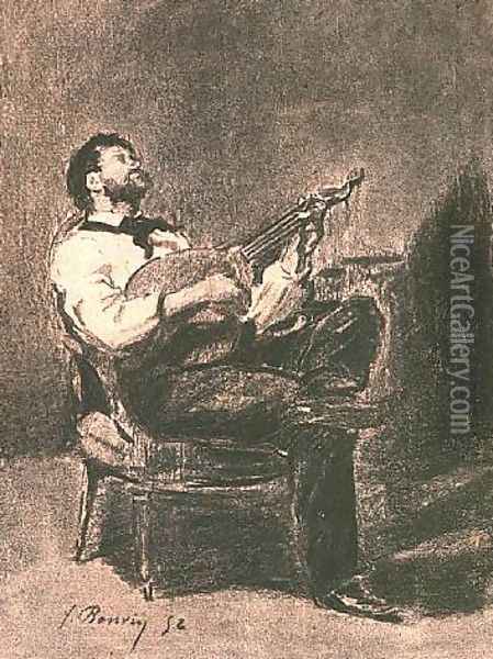 The Mandoline Player Oil Painting - Francois Bonvin