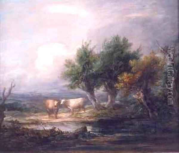 Cattle Beside a River Oil Painting - Thomas Gainsborough